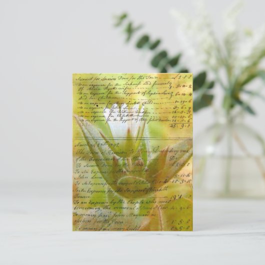 Flower en  script briefkaart (Staand voorkant)