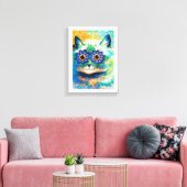 Flower Eyes Cat, Louis Wain Canvas Afdruk (Insitu (Woonkamer))