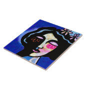 Flower Face Abstract digitaal portret van een vrou Tegeltje (Zijkant)