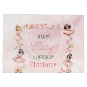 Flower Fairy 3rd Pink Glitter Gift Bag Groot Cadeauzakje (Achterkant)