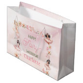 Flower Fairy 3rd Pink Glitter Gift Bag Groot Cadeauzakje (Voorkant Gekanteld)