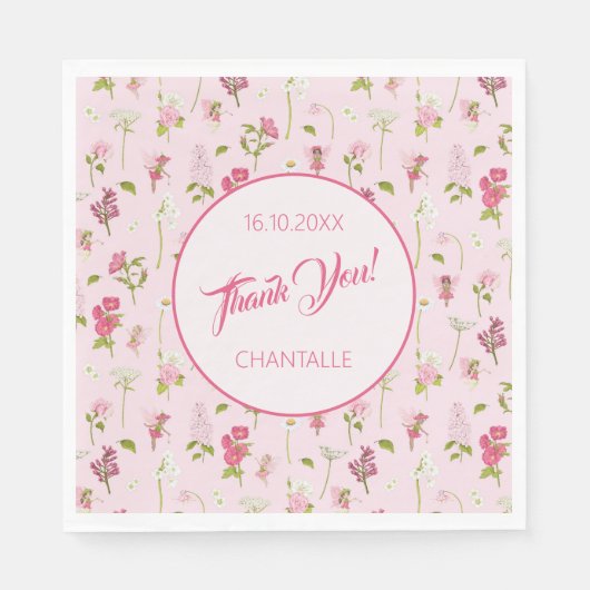 Flower Fairy Bedankt Naam Datum Servet (Voorkant)