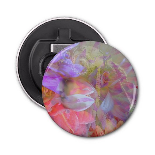 Flower Fairy dubbele belichting fantasy kunst Button Flesopener (Voorkant)