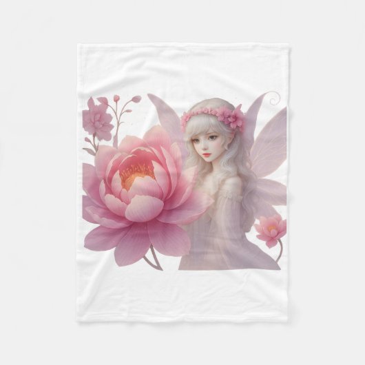 Flower Fairy Girl Ethereal Fantasy Art Design Fleece Deken (Voorkant)