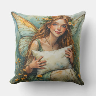 Flower Fairy Holding Pillow Kussen