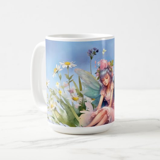 Flower Fairy in roze jurk Mok (Voorkant links)