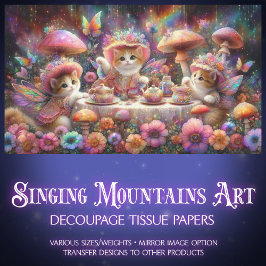 Flower Fairy Kitten Garden Party Decoupage Tissuepapier