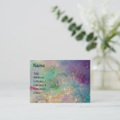 FLOWER FAIRY ,PINK IRIS Fantasy Blue Gold Sparkles Visitekaartje (Staand voorkant)