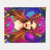 Flower Fairy Queen Fleece Deken (Voorkant (Horizontaal))
