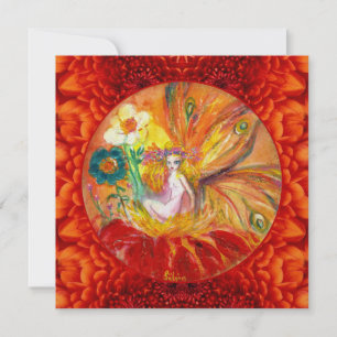 FLOWER FAIRY Red Yellow Fantasy Party nodigt uit Kaart