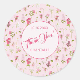 Flower Fairy Thank You Name Date Ronde Sticker