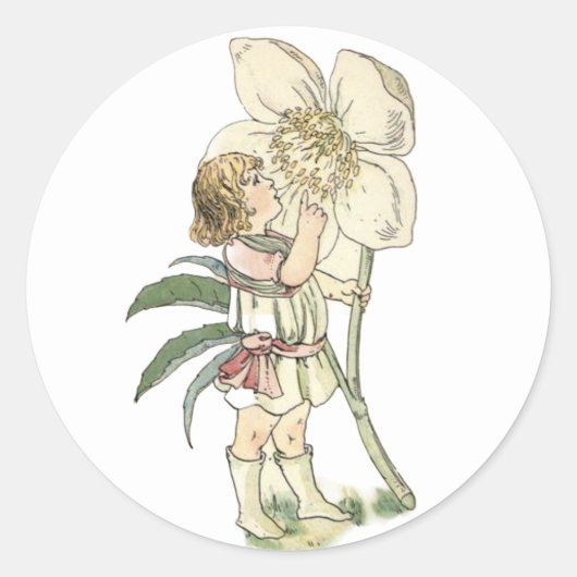 Flower Fairy tuinders gevouwen Note Kaart Ronde Sticker (Voorkant)