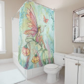 Flower Fairy Waterverf Illustratie Licht Luchtig Douchegordijn (In situ)