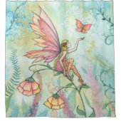 Flower Fairy Waterverf Illustratie Licht Luchtig Douchegordijn (Voorkant)