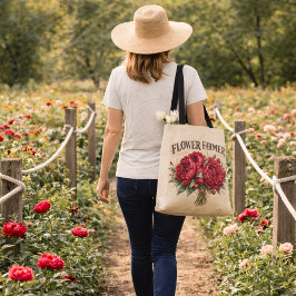 Flower Farmer Vintage Pink Peony Bouquet Rustic  Tote Bag