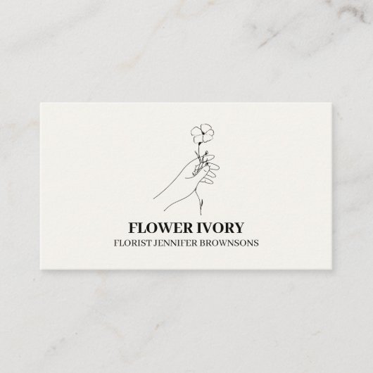 Flower Feminine Event Ivory Beige Visitekaartje (Voorkant)