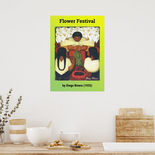 Flower Festival door Diego Rivera (1925) Poster (Keuken)