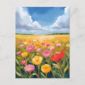 Flower Field Landscape Painting Briefkaart (Voorkant)