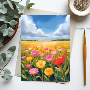 Flower Field Landscape Painting Briefkaart