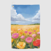 Flower Field Landscape Painting Golfhanddoek (Voorkant)