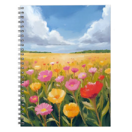 Flower Field Landscape Painting Watercolor Notitieboek