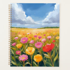 Flower Field Landscape Painting Watercolor Planner