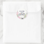 Flower First Birthday Party Classic Round Sticker (Tas)