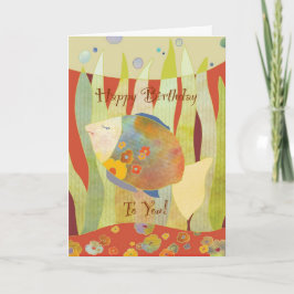 Flower Fish Happy Birthday Kaart