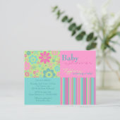 Flower Fizz Pink & Blue · Baby shower Uitnodiging (Staand voorkant)