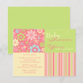 Flower Fizz Roze & Groen · Baby shower Uitnodiging (Voorkant / Achterkant)