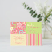 Flower Fizz Roze & Groen · Baby shower Uitnodiging (Staand voorkant)