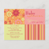 Flower Fizz Roze & Sinaasappel · Baby shower Uitno Uitnodiging Briefkaart (Voorkant)