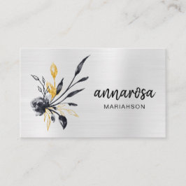 *~* Flower Floral GOLD Silver LOGO QR FOTO Visitekaartje
