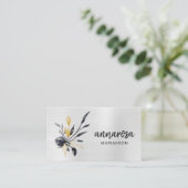 *~* Flower Floral Silver LOGO PHOTO Gold QR Visitekaartje (Staand voorkant)