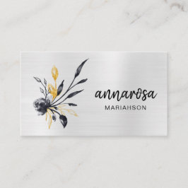 *~* Flower Floral Silver LOGO PHOTO Gold QR Visitekaartje