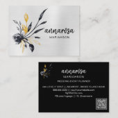 *~* Flower Floral Silver QR FOTO Gold Visitekaartje (Voorkant / Achterkant)