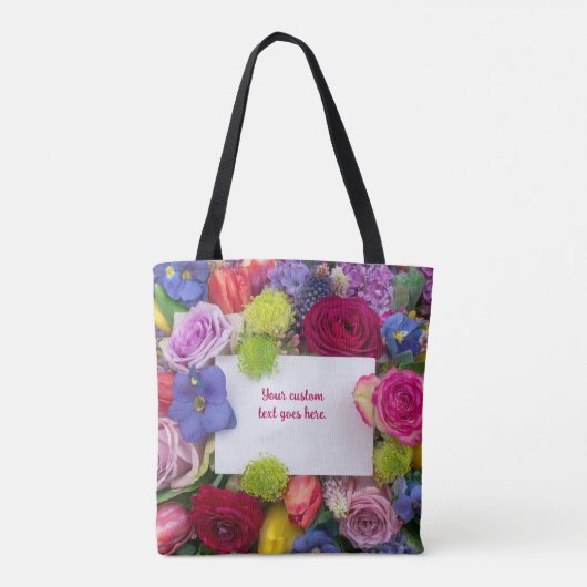 Flower Framed Pretty Roses Text Box Custom Tote Bag (Achterkant)