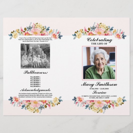 Flower Funeral Order Service Viering van het leven Flyer (Voorkant)