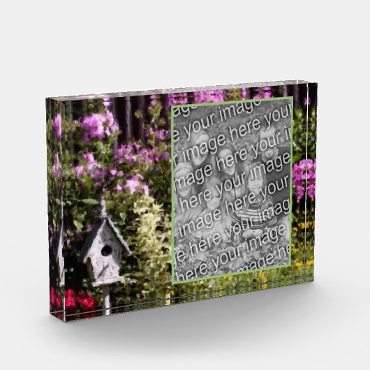 Flower Garden Bird House Painting Voeg uw Fotoblokken (Links)