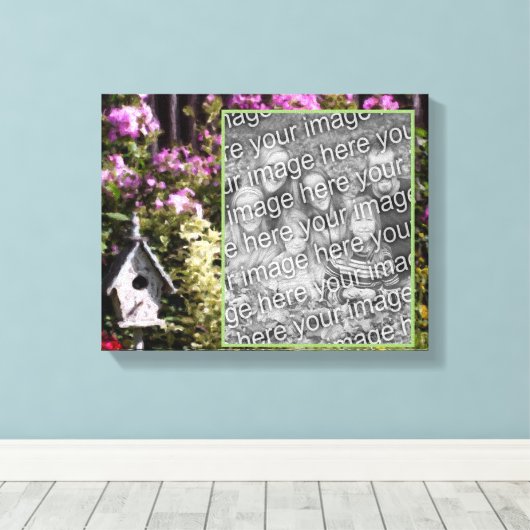 Flower Garden Birdhouse Art Creëer Uw eigen foto Canvas Afdruk (Insitu (Houten vloer))