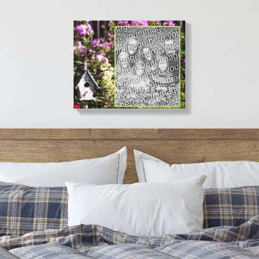 Flower Garden Birdhouse Art Creëer Uw eigen foto Canvas Afdruk (Insitu (Slaapkamer))
