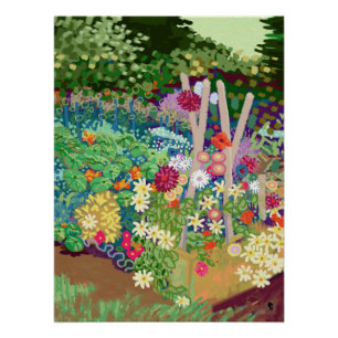 Flower Garden digital art print Perfect Poster