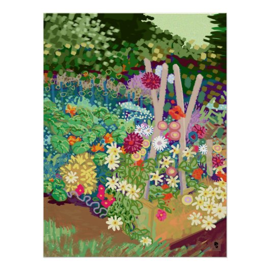 Flower Garden digital art print Perfect Poster (Voorkant)