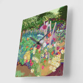 Flower Garden digital art print Vierkante Klok (Hoek)