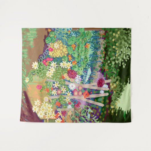 Flower Garden digital art print Wandkleed (Voorkant (horizontaal))