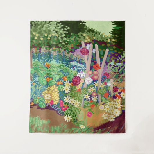Flower Garden digital art print Wandkleed (Voorkant)