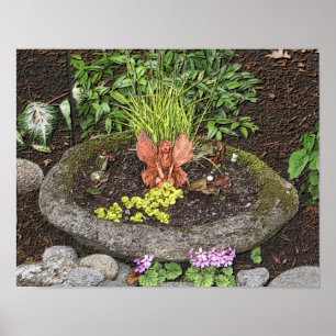 Flower Garden Fairy Houtskool Fotoschilderij Poster