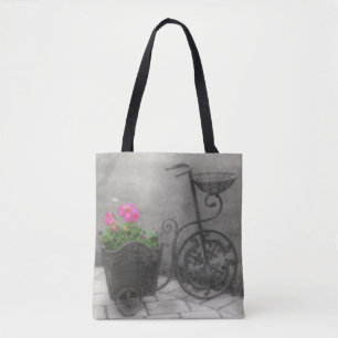 Flower Garden Fiets Partiële Kleur Tote Bag