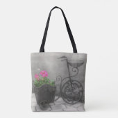 Flower Garden Fiets  Partiële Kleur Tote Bag (Achterkant)