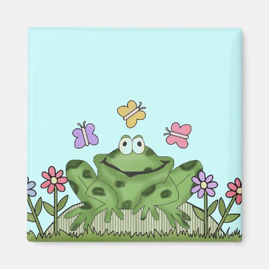 Flower Garden Frog T-shirts en geschenken Magneet (Voorkant)